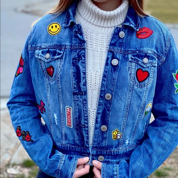 Coats | Jean Jacket With Cute Patches 